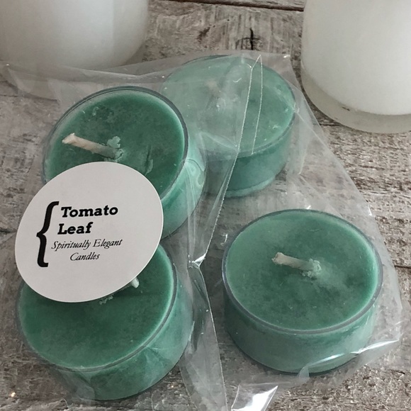 Tomato 🍅 Leaf 🍃 Soy Tealights | 4 Pack - Picture 3 of 3